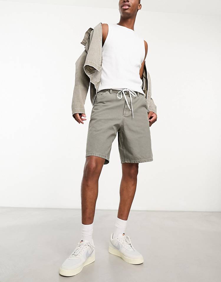 Pull&Bear carpenter shorts in gray